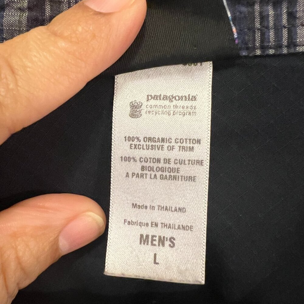 Patagonia Blue Green Plaid Long Sleeve Button Down Shirt Large - Picture 3 of 7